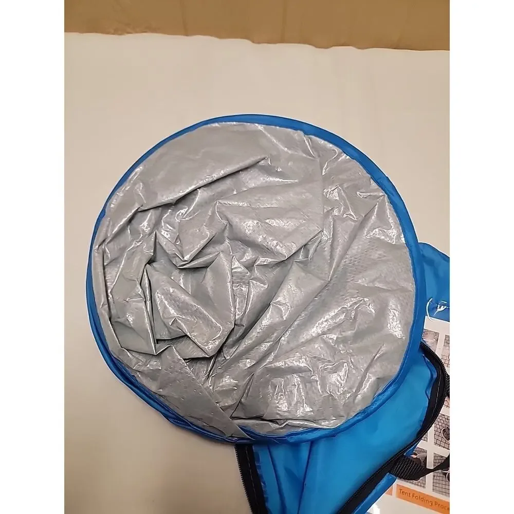 Pop Up Mesh Pet Tent Black Net Blue Trim - New In Case 47.25x24.80x19.68